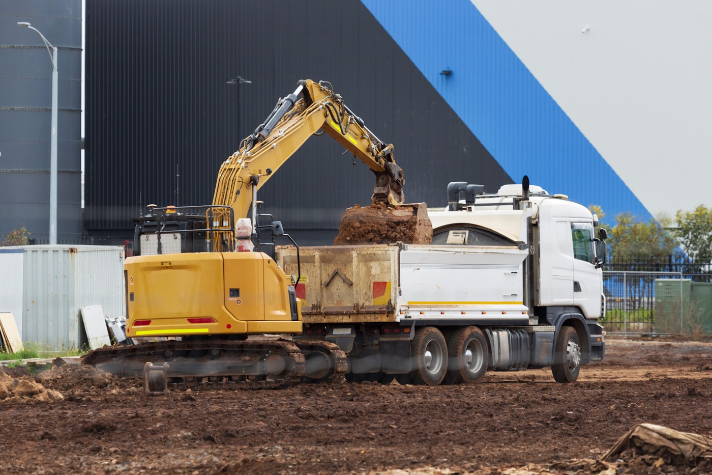 Tip truck loaded with dirt on an Australian earthworks site